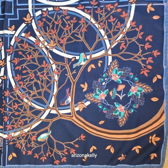 NWOT Peter Millar Silk Square Scarf *Four Seasons* Bird Butterfly Octopus - Picture 10 of 15